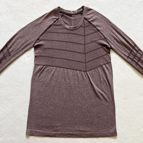 Oiselle Birds Of A Feather Women Mauve Long Sleeve Thumbhole Seamless Shirt S - Picture 6 of 9